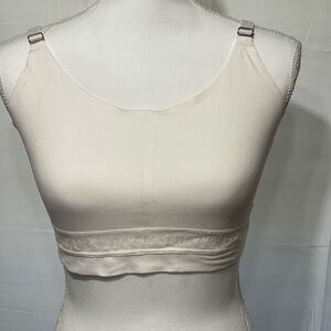 Lucky Brand Cream Bralette Crop Top with logo